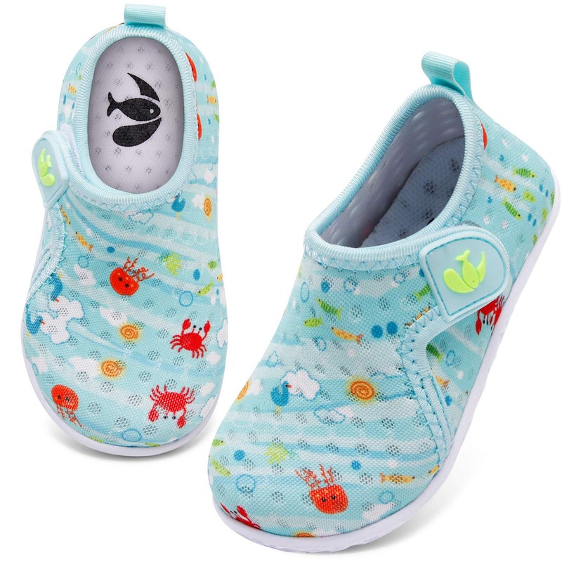 FEETCITY Water Shoes Kids Quick-Dry Aqua Shoe Barefoot Water Sports Socks for Baby Girls and Boys Swim Beach Crab 12-18 Months Infant - Image 1